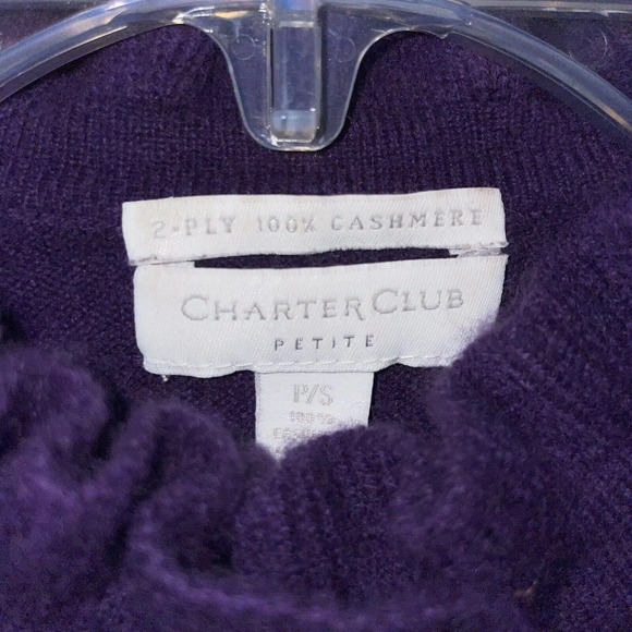 Charter Club PS Purple Ruffle Trim 2-Ply 100% Cashmere Pullover Sweater - Picture 6 of 6